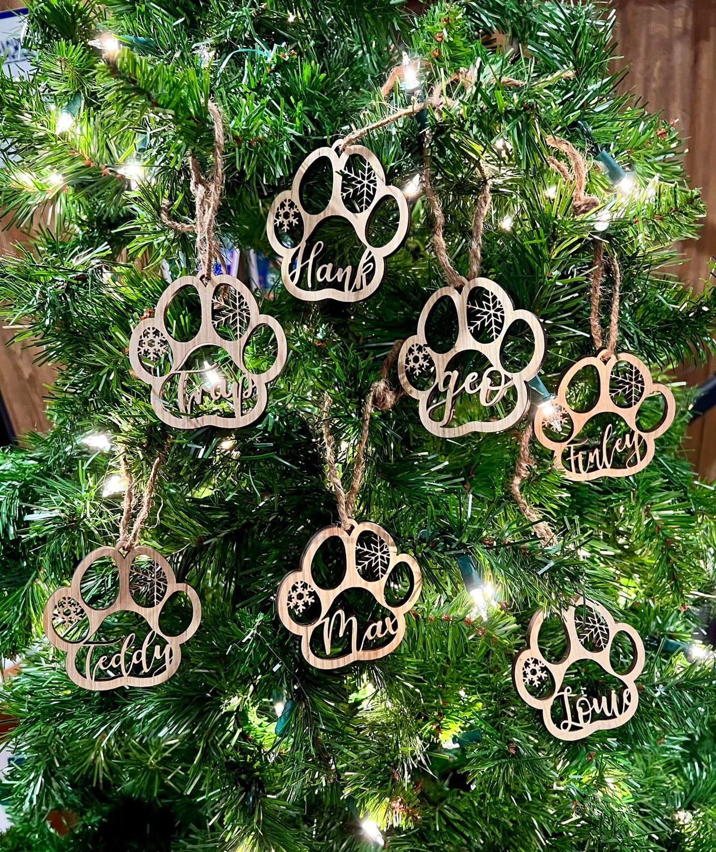 Custom Dog Name Paw Print Ornament